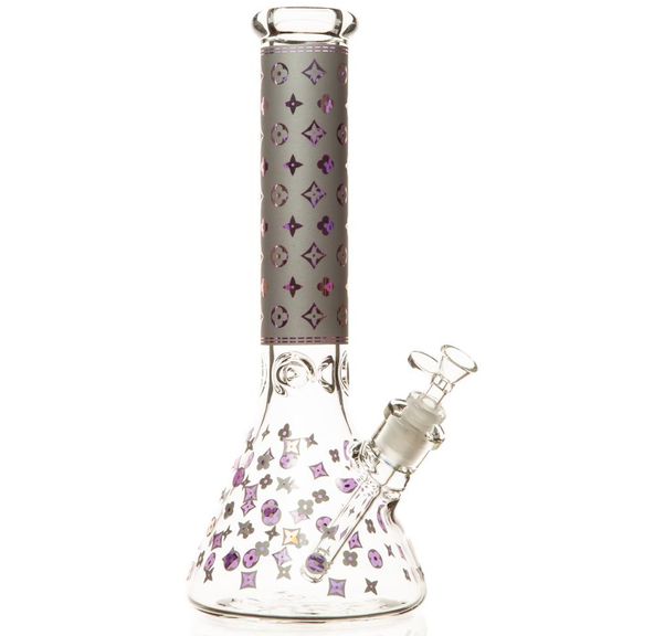 14" 7mm Designer Glass Bong, Assorted Colors