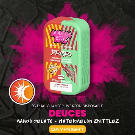 Deuces Mango Gelato x Watermelon Zkittlez Live Resin Vape at Get Bak'd  Edmond | Sweede