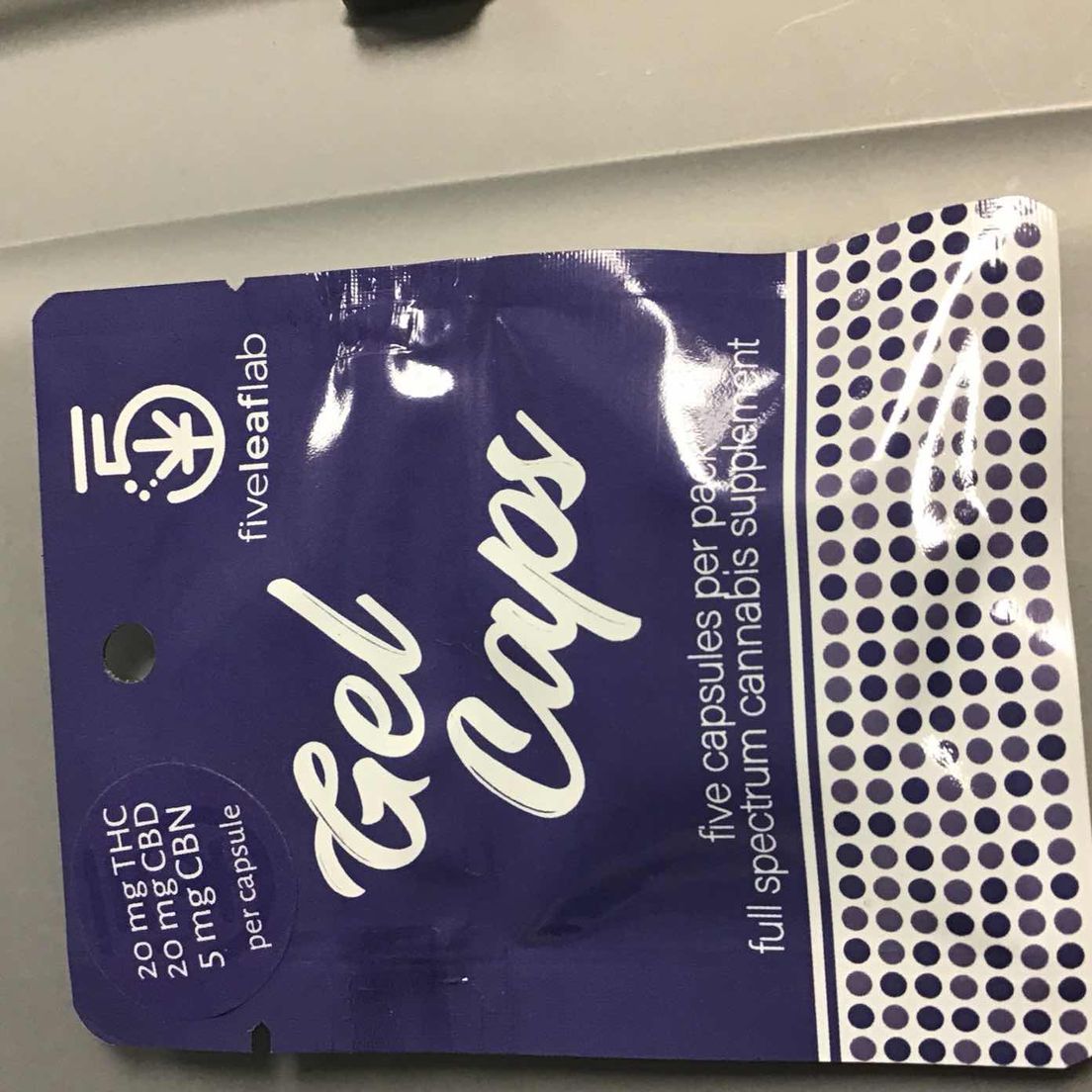 5 Leaf labs Gel Cap 20:20:5mg THC:CBD:CBN 5 pack