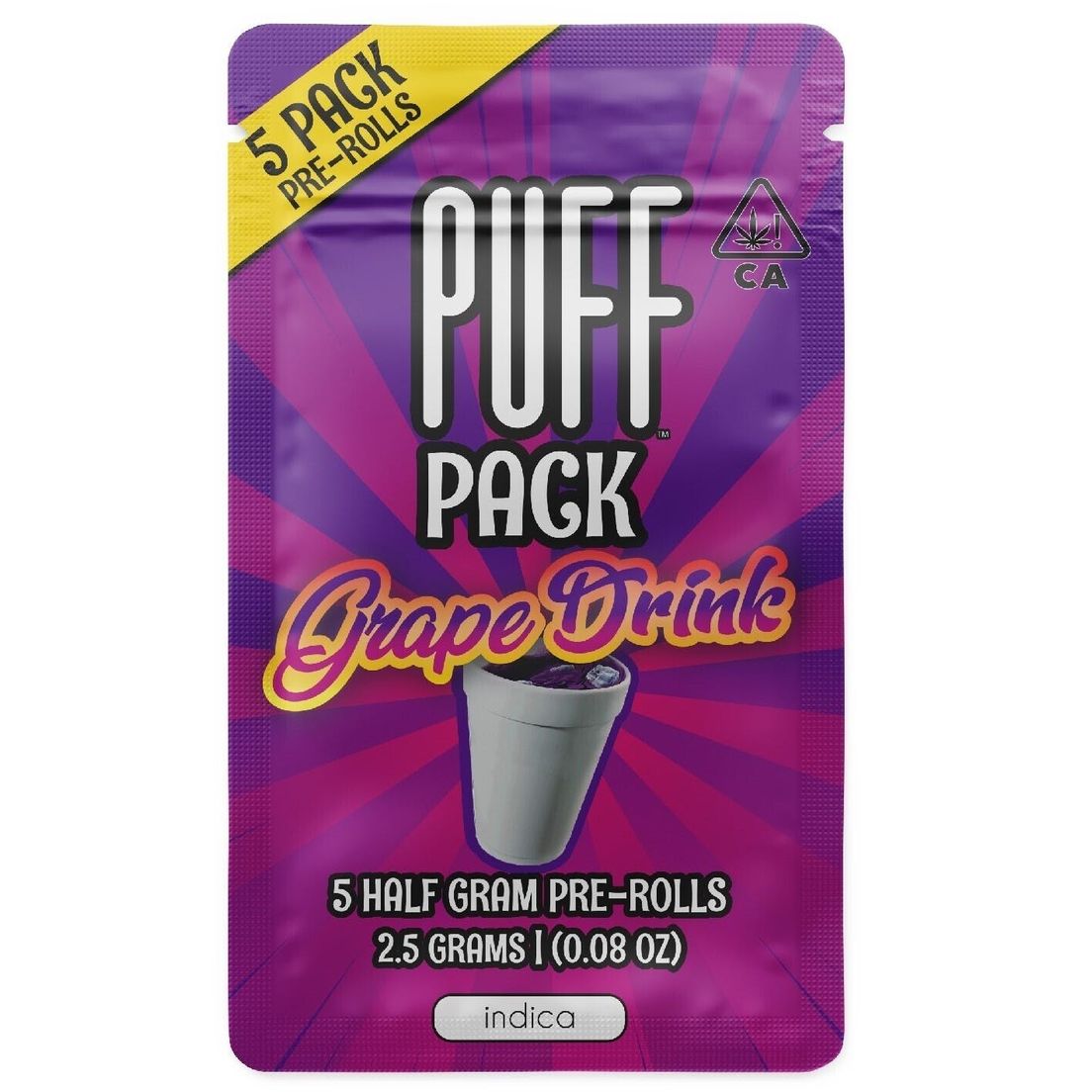 PUFF Pack - Grape Drink - hybrid - 5 pack pre-rolls - 2.5 gram