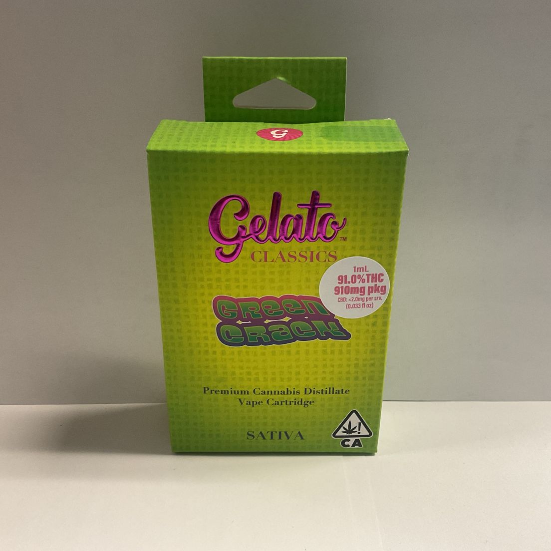 Gelato Classics Cartridge 1g Sativa Green Crack