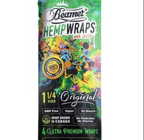 Hemp Wrap Beamer 4 Pack 1 1/4 Original (Green)