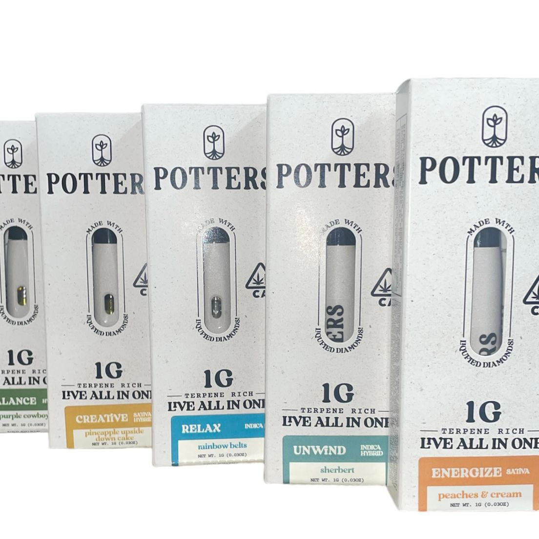 Potters Live Resin Cartridge 1000mg (1Gram) Complete Set (Stickers