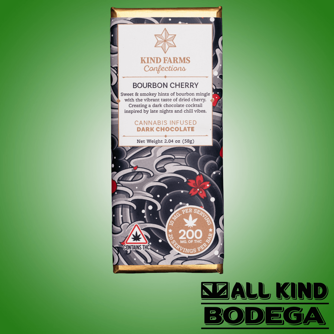 Bourbon Cherry Chocolate bar 200mg (@kind_farms)