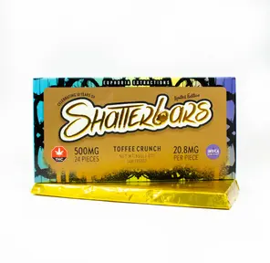 500mg Indica Toffee Crunch Shatter Bar by Euphoria Extractions GOLDEN TICKET INSIDE
