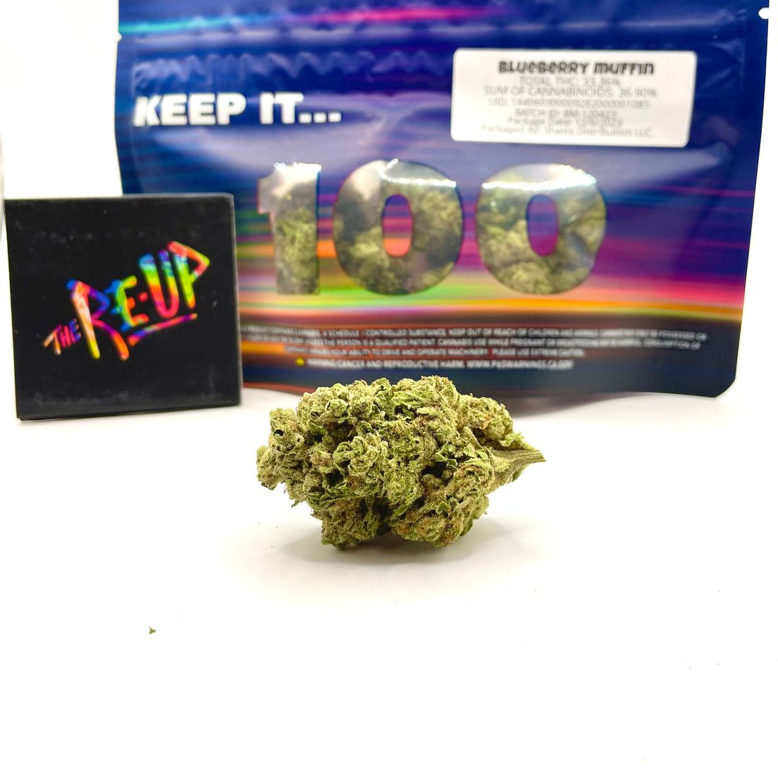 *Deal! $75 1/2 oz. Blueberry Muffin (33.36%/Hybrid - Indica Dom.) - Keep it 100 + Rolling Papers *Disclaimer
