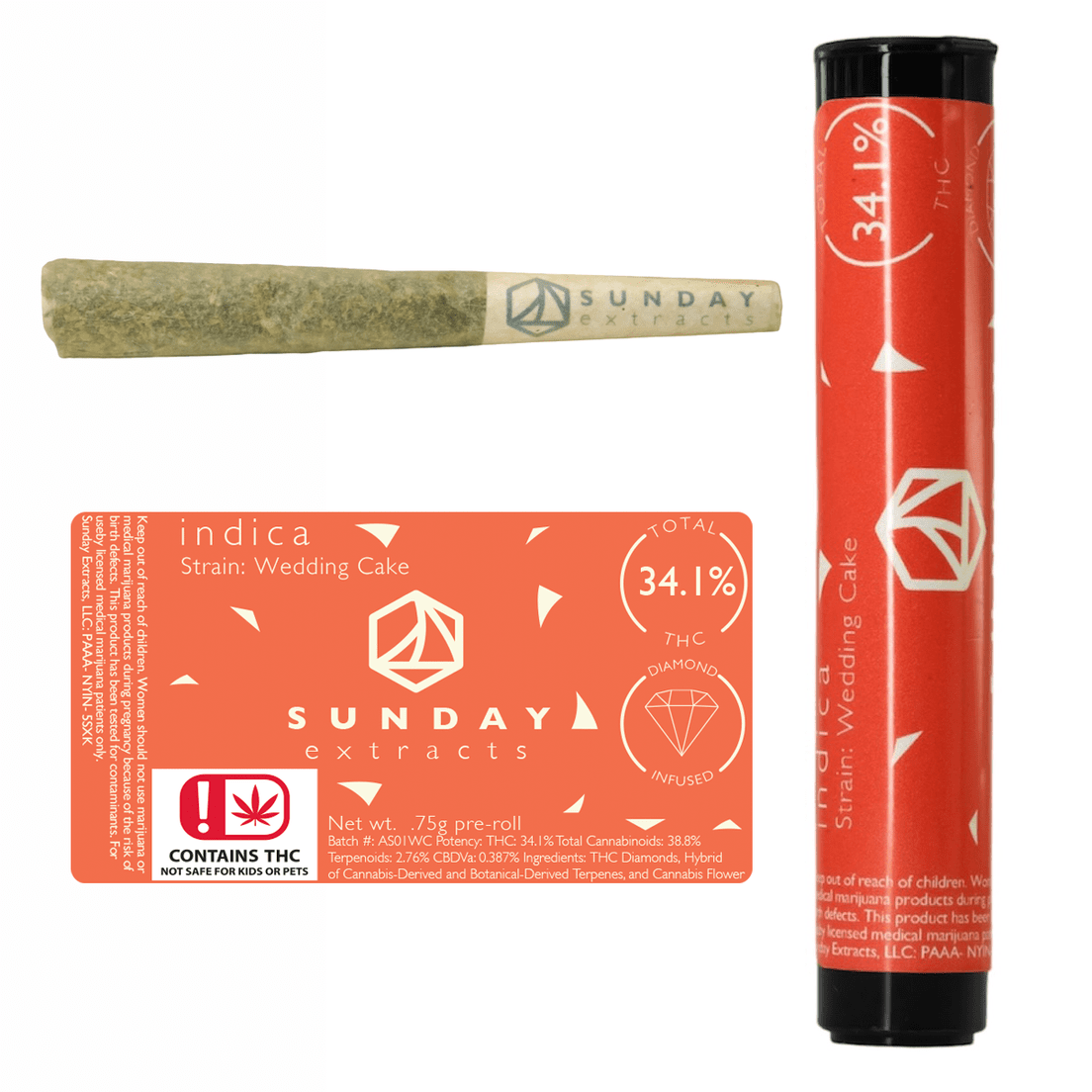 Sunday Diamond Infused Preroll - Wedding Cake