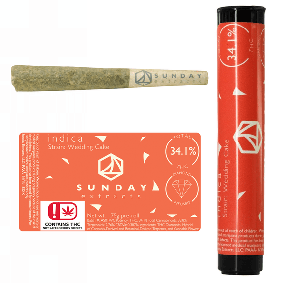 Sunday Diamond Infused Preroll - Wedding Cake