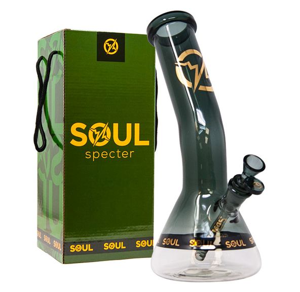 #1s Gray Specter Series 12 Inches Bent Neck Beaker Bong By Soul Glass