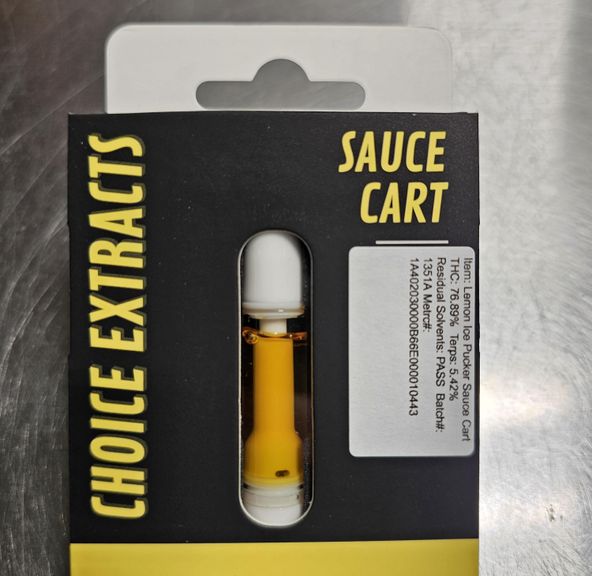 Cartridge - Lemon Ice Pucker 1g by Choice Extracts 76.89% - Terps 5.42% - Sativa - 2149