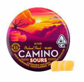 Camino Orchard Peach Sour Gummies 100mg THC 100mg CBD