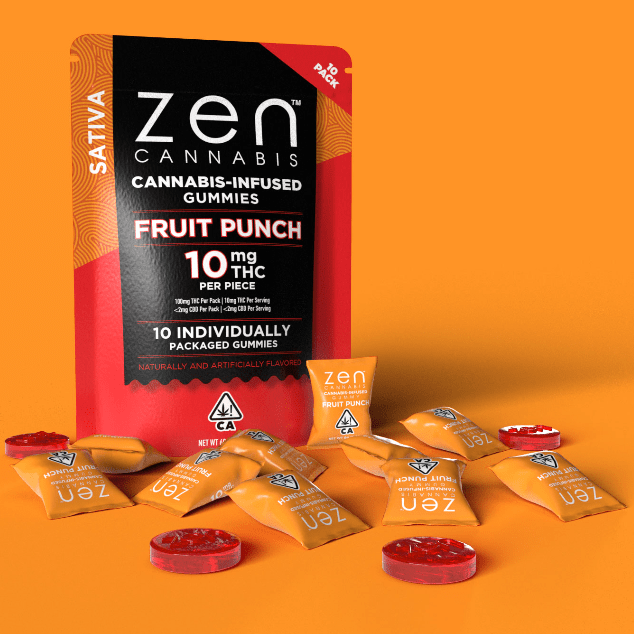 Fruit Punch Sativa 100mg 10 Pack Gummies