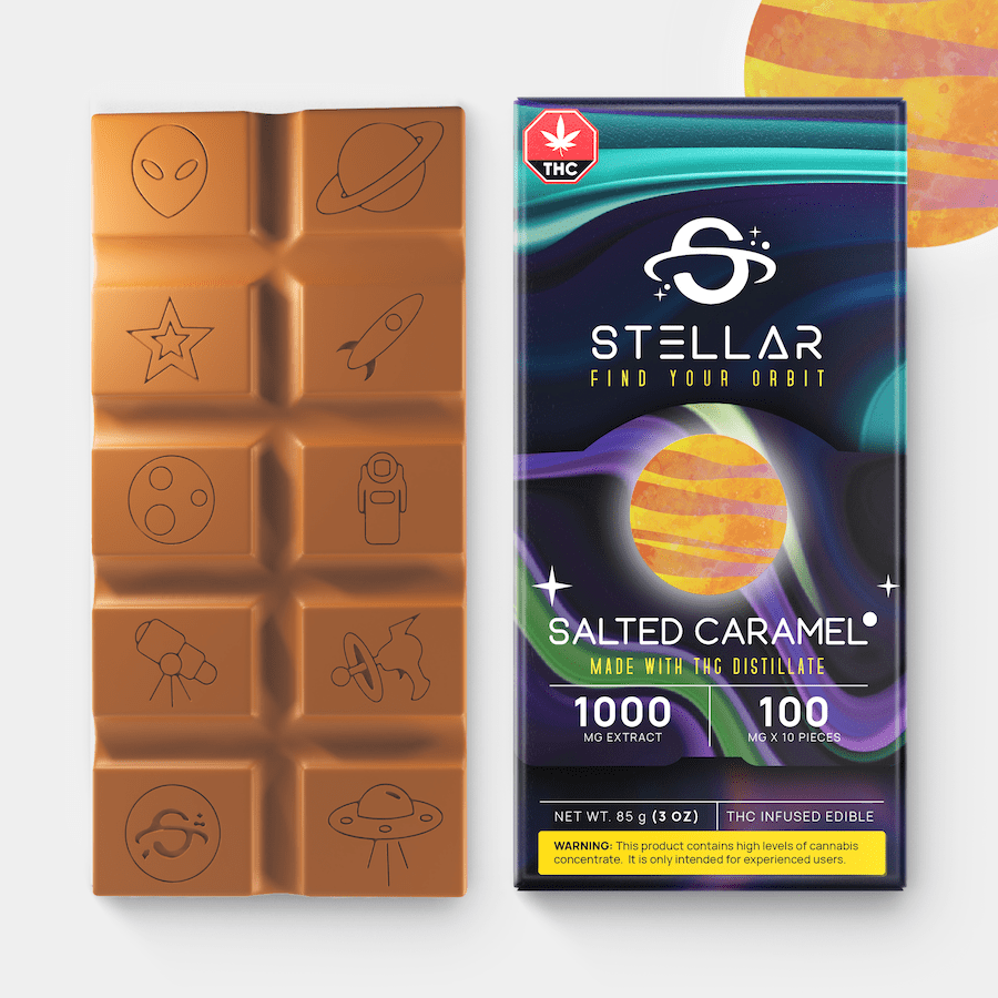 1000mg Spaceship Salted Caramel Chocolate Bar by Stellar Treats