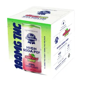 Pabst Blue Ribbon High Soda Watermelon Melon 4pk 100mg