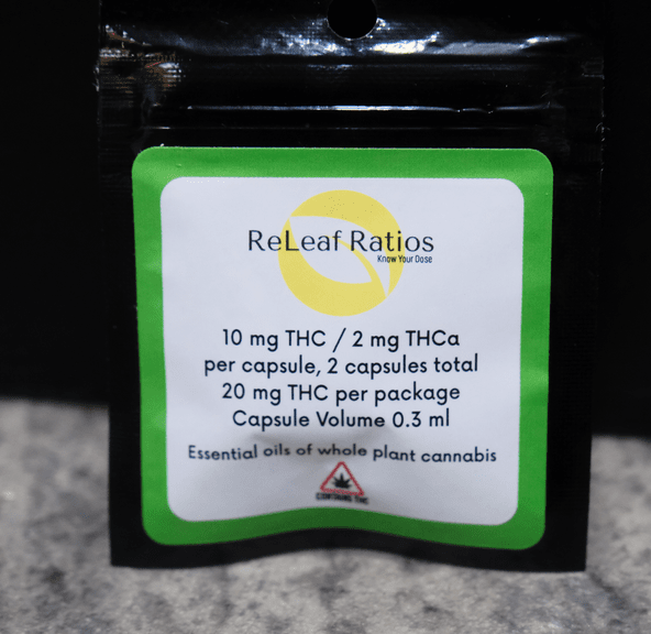 Releaf Ratios- Capsules- 10mg THC/ 2mg THCa
