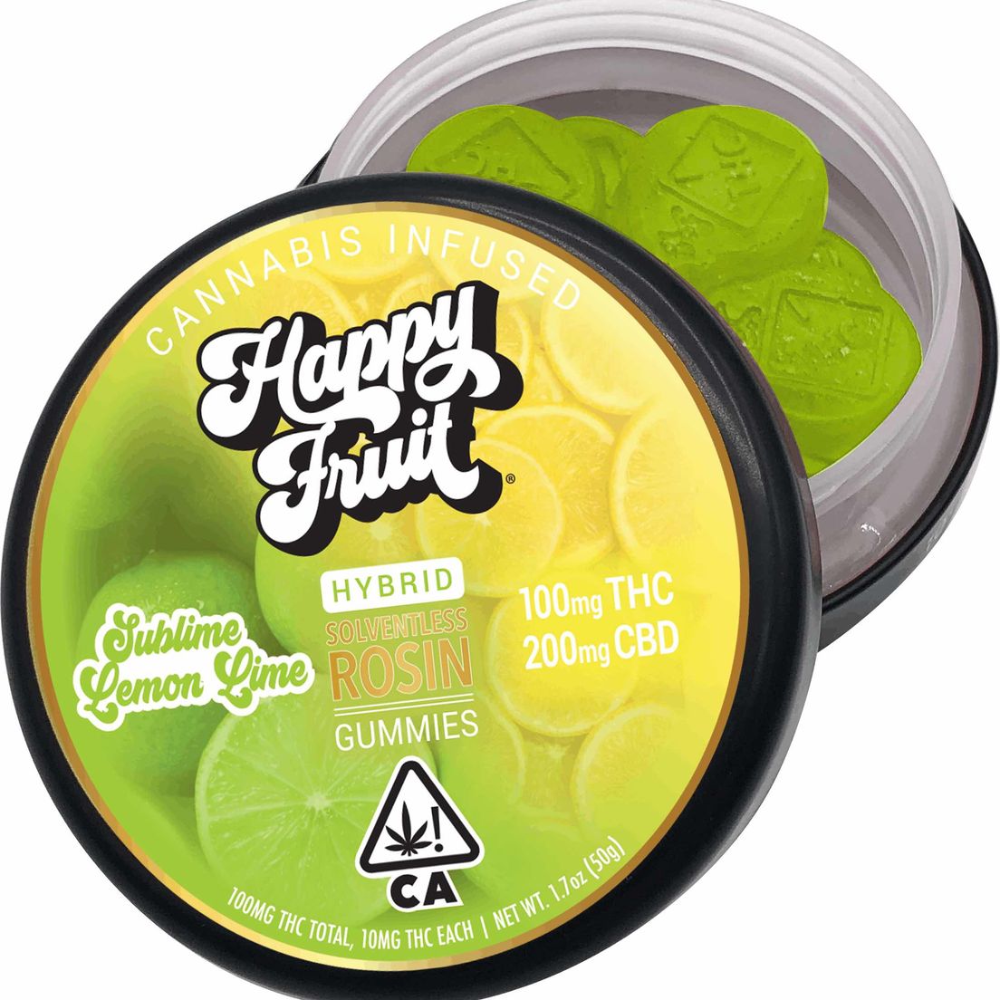 Happy Fruit - Sublime Lemon Lime Rosin Gummies - 100mg THC/200mg CBD