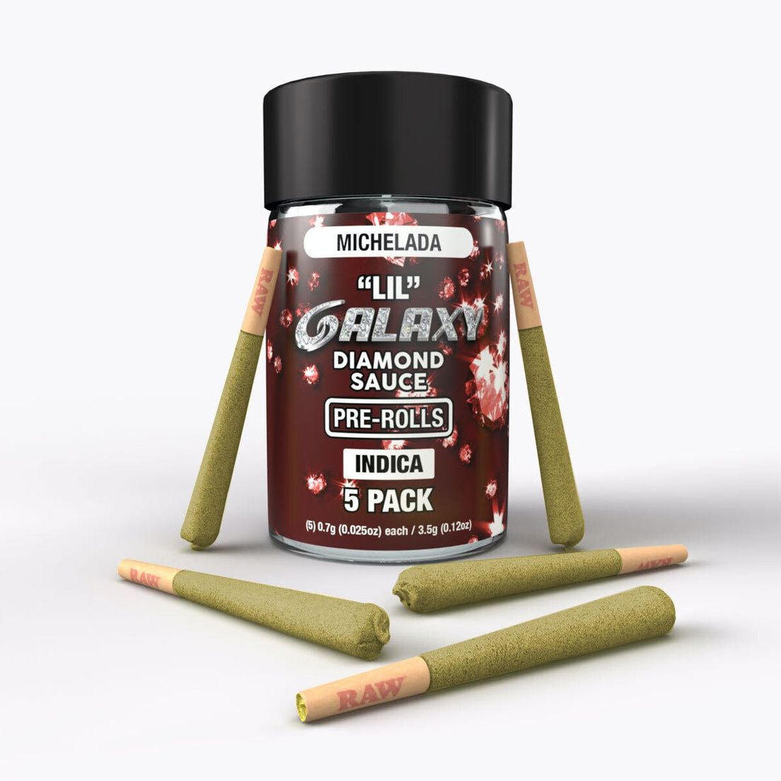 D. Galaxy 5 x .7g LIL Diamond Sauce Infused Pre Rolls - Michelada (I)