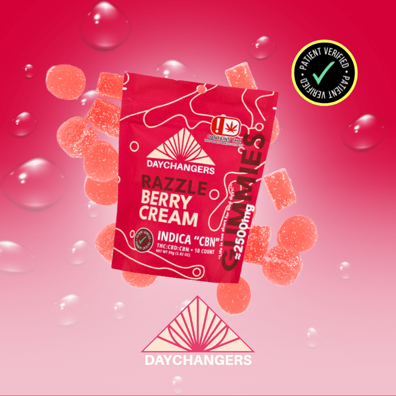 DAY CHANGERS RAZZLE BERRY CREAM THC:CBD:CBN GUMMIES 2500MG