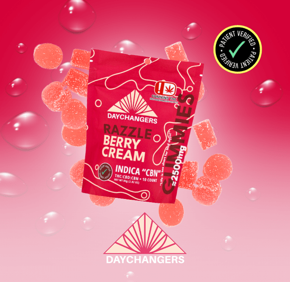 DAY CHANGERS RAZZLE BERRY CREAM THC:CBD:CBN GUMMIES 2500MG
