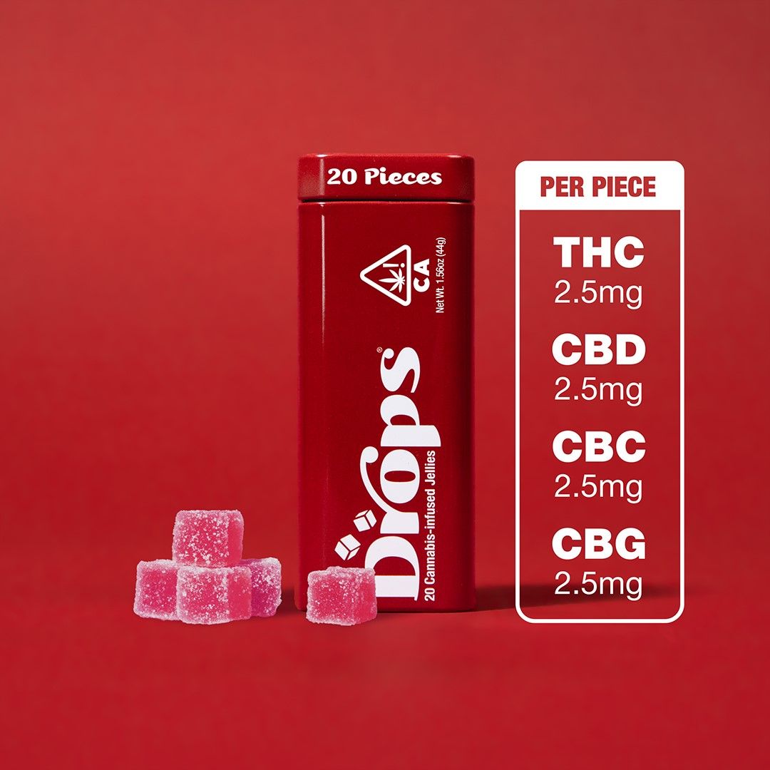Drops 20pk Cranberry Gummies 50mg THC / 50mg CBD / 50mg CBC / 50mg CBG