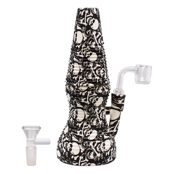 Black Colorbar Lava Lamp 8 Inches Silicone Bong and Dab Rig