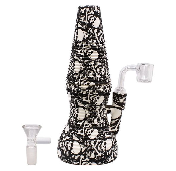 Black Colorbar Lava Lamp 8 Inches Silicone Bong and Dab Rig