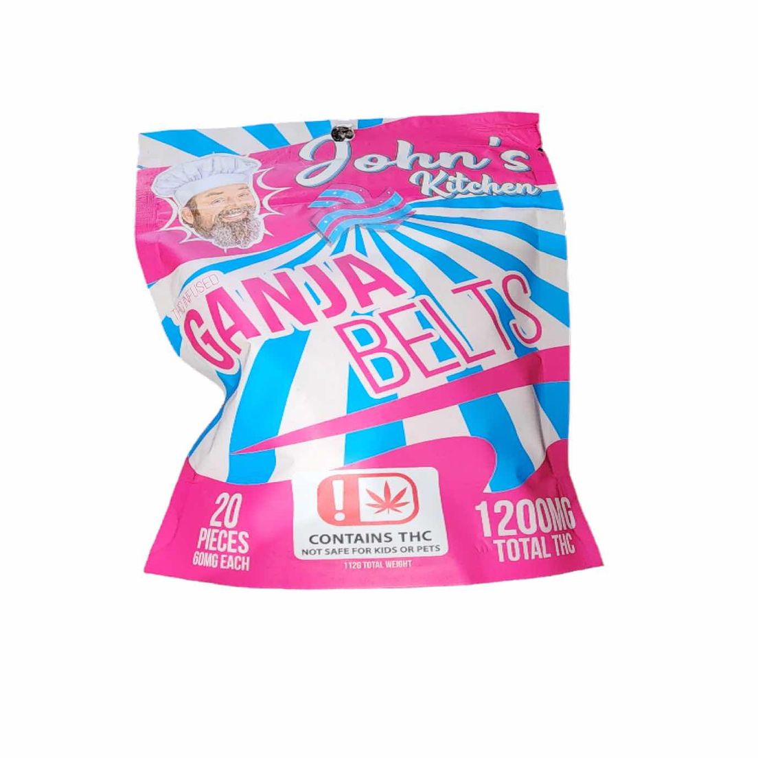 John's Kitchen Ganja Belts Gummies 60mg each or 1200mg per package