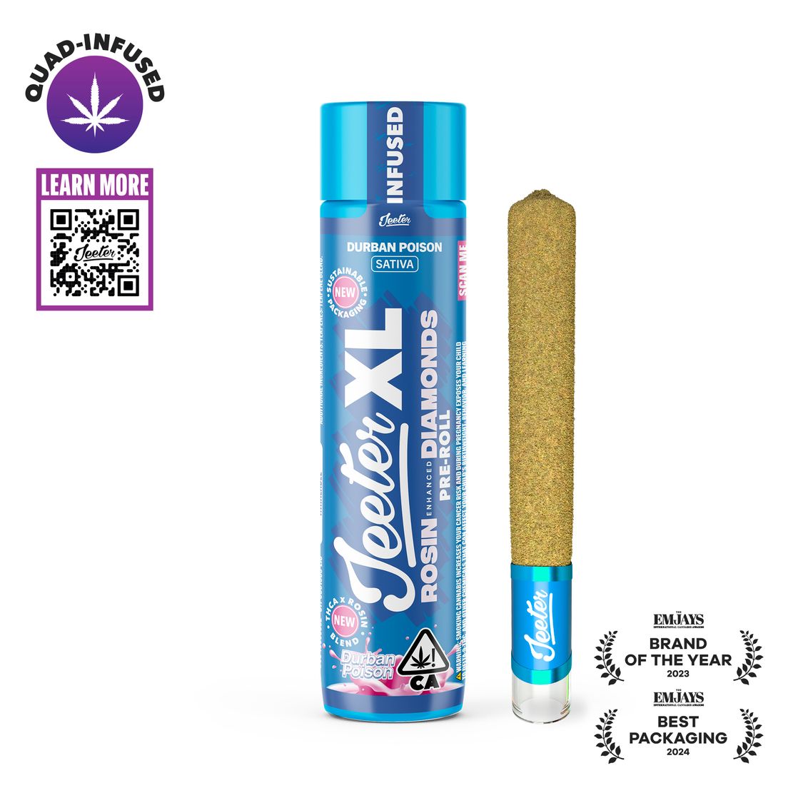 Jeeter | Quad Infused | Preroll | 2g XL | Durban Poison
