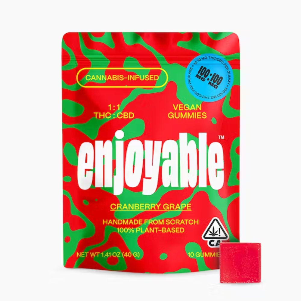 1:1 THC:CBD Cranberry Grape Vegan Gummies 100mg:100mg