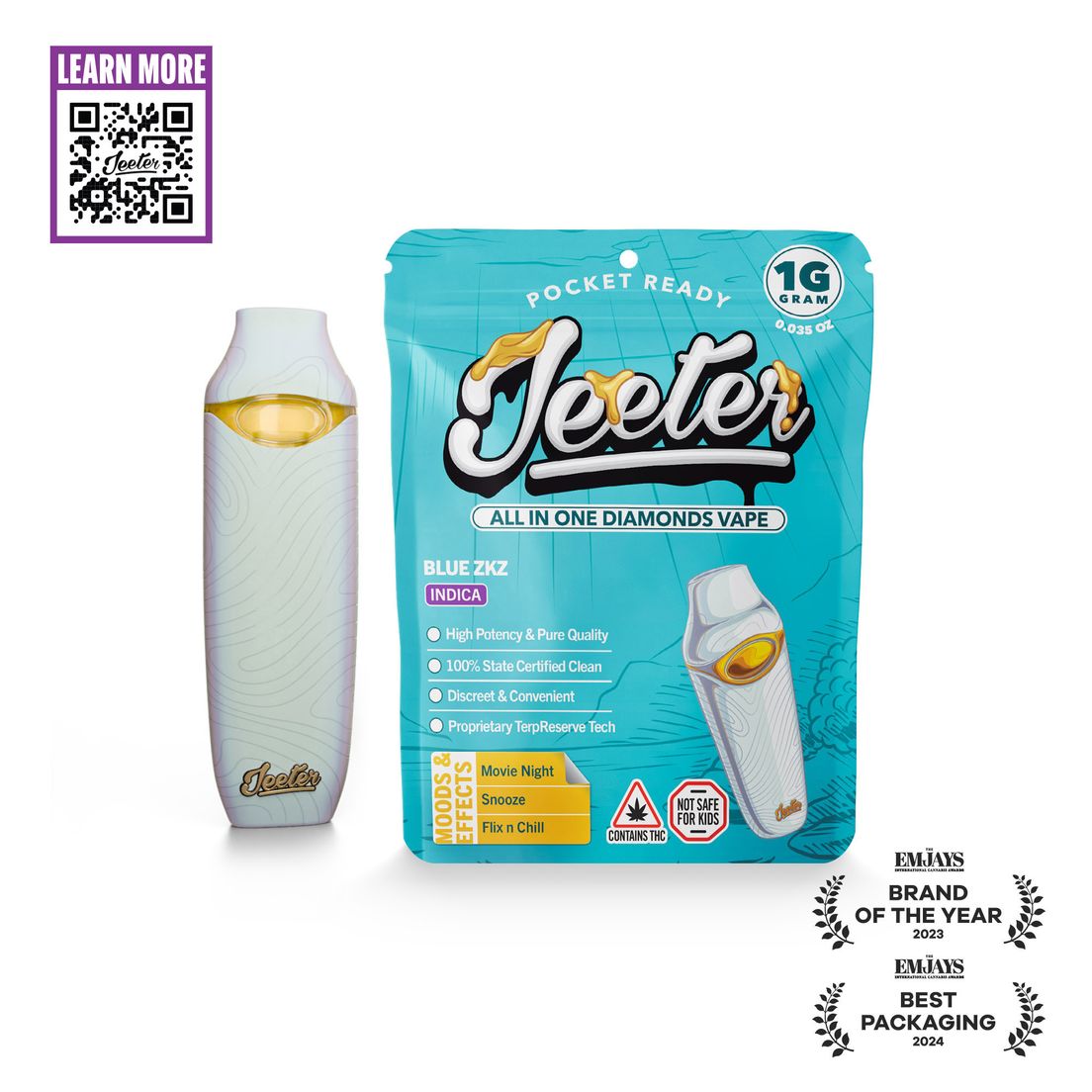Jeeter Concentrates - AIO Liquid Diamond 1G Vape Cartridge Blue ZKZ