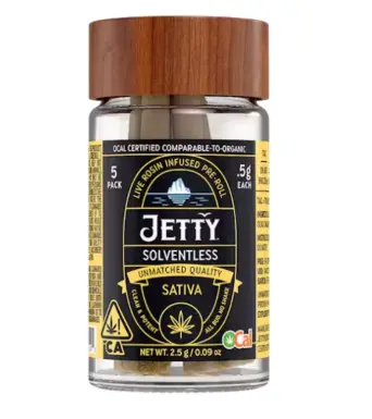 Jetty Solventless Infused Pre-roll 5pk Tropicana Cookies x Garlic Grove 2.5g