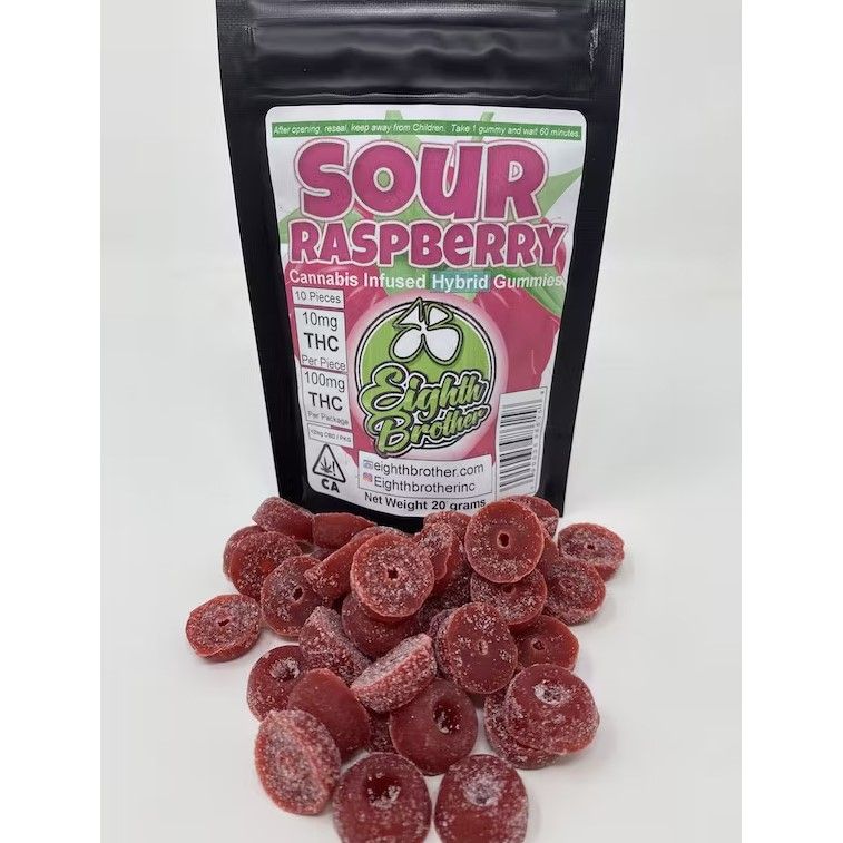 Sour Raspberry Gummies 10 pack (100mg)