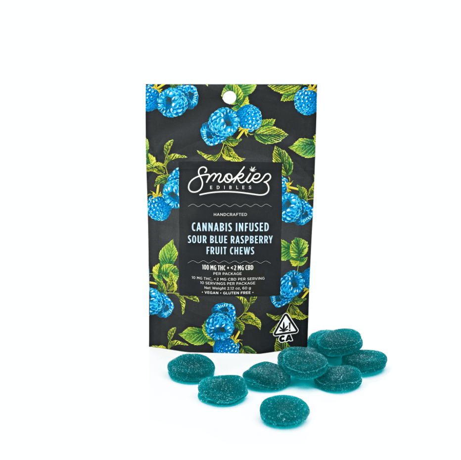 Smokiez Fruit Chews Sour Blue Raspberry 100mg