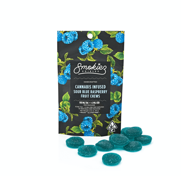 Smokiez Fruit Chews Sour Blue Raspberry 100mg