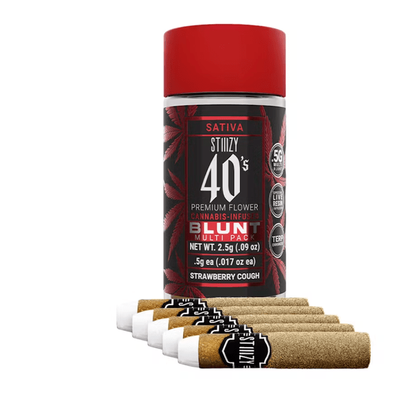 STIIIZY - 40 Mini Blunts- Strawberry Cough - 2.5g ( 5 pack ) THC : 40.59%