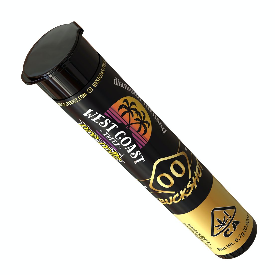 D. West Coast Treez .7g Diamond Infused Pre Roll - 00 Buckshot (H)