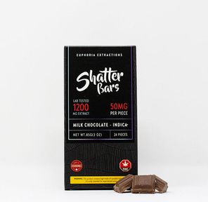 1200mg Indica Milk Chocolate Shatter Bar by Euphoria Extractions