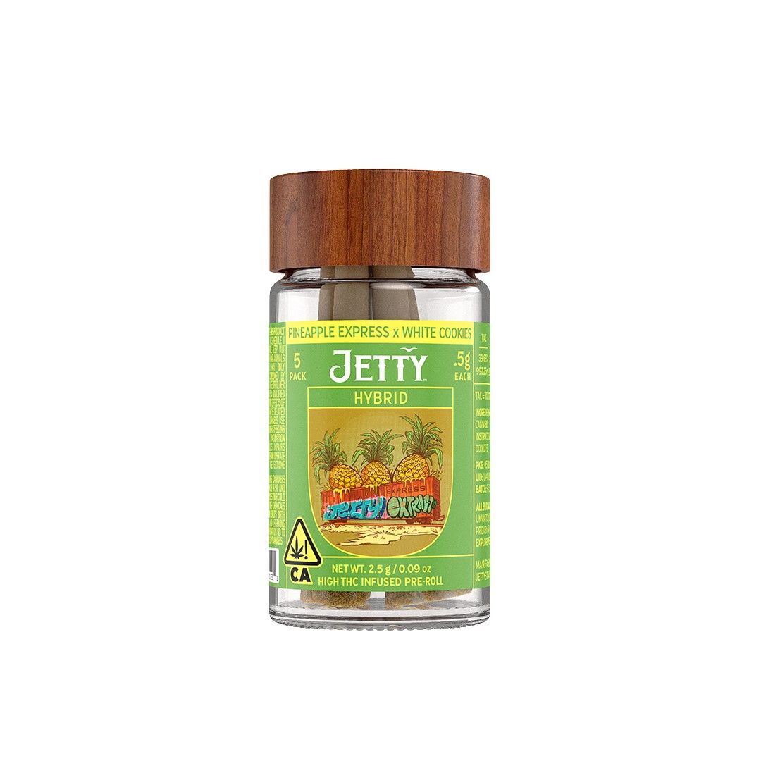 Jetty High THC Infused Pre-roll 5pk Pineapple Express x White Cookies 2.5g