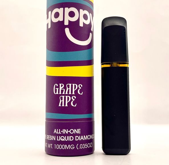 PRE-ORDER ONLY 1g Grape Ape (Indica) Live Resin Liquid Diamonds Disposable Vape - Happy