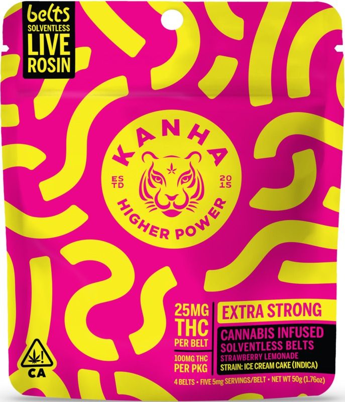 Kanha- Strawberry Lemonade 4PK Solventless Live Rosin Belts 100mg (I)