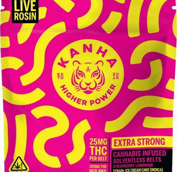 Kanha- Strawberry Lemonade 4PK Solventless Live Rosin Belts 100mg (I)