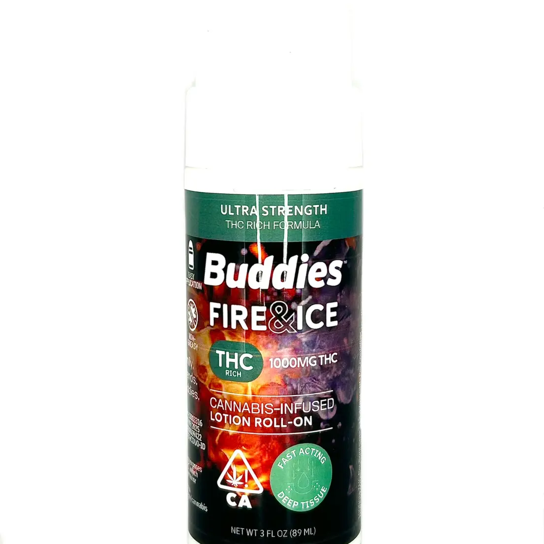 Buddies - Fire & Ice - THC Rich - Roll On - 1000mg! THC - 3oz