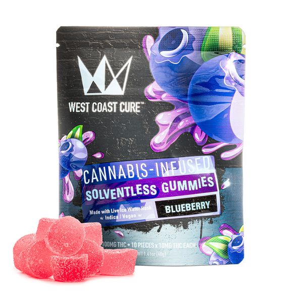 Blueberry Flavored Solventless Gummies - 10x 10mg/gummy