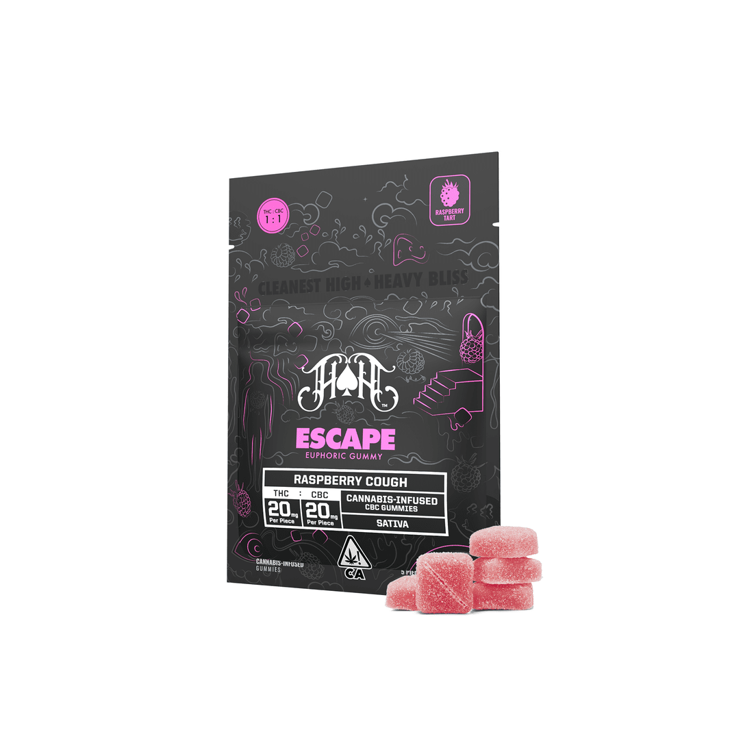 Heavy Hitters - Escape THC/CBC Gummy 100mg - 1:1 - Raspberry Cough