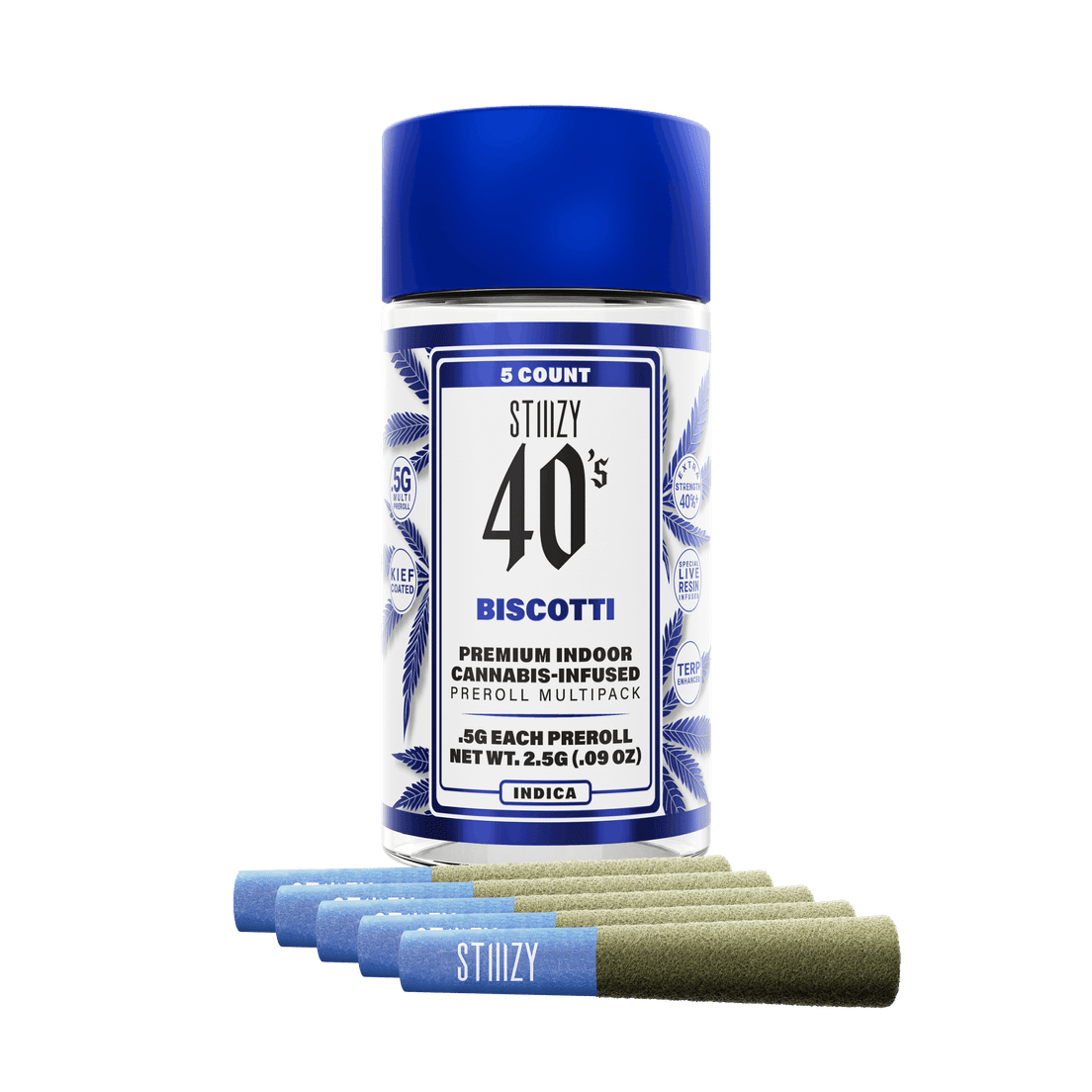 STIIIZY - 40's Multi-Pack (x5) .5g Prerolls - 2.5g - Biscotti