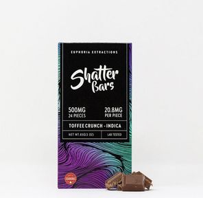 500mg Indica Toffee Crunch Shatter Bar by Euphoria Extractions
