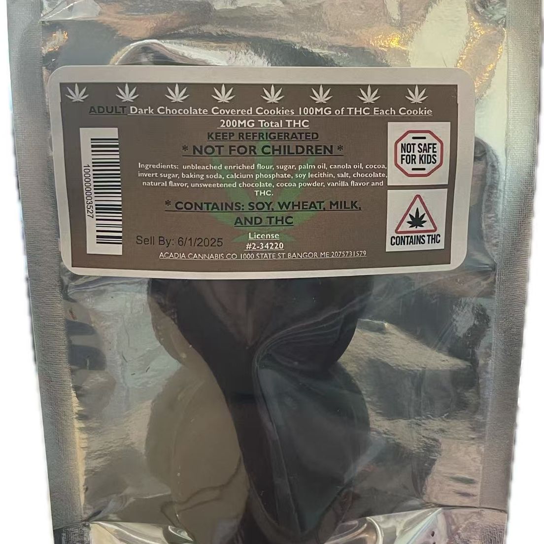 Acadia - Dark Chocolate Covered Cookies - 200mg