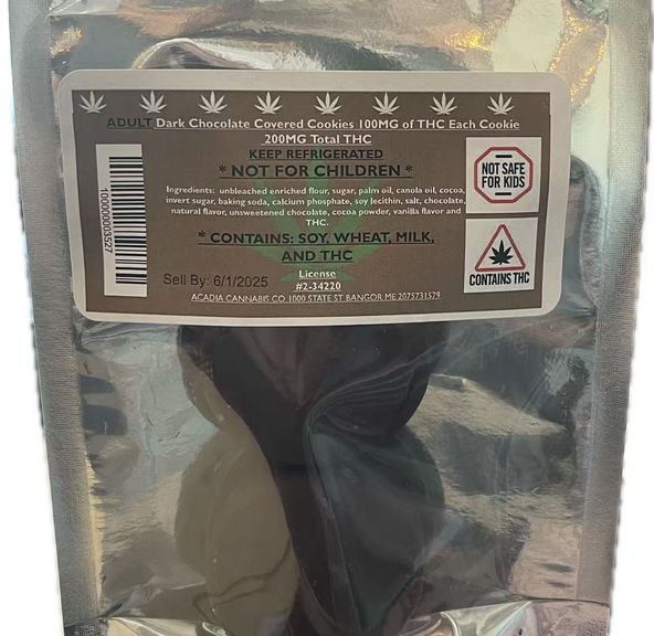 Acadia - Dark Chocolate Covered Cookies - 200mg