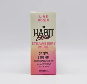 Habit THCa Live Rosin Strawberry Cough Disposable, 2g
