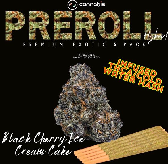 NuCannabis - Black Cherry Ice Cream Cake 5 pack - PRE ROLL INFUSED